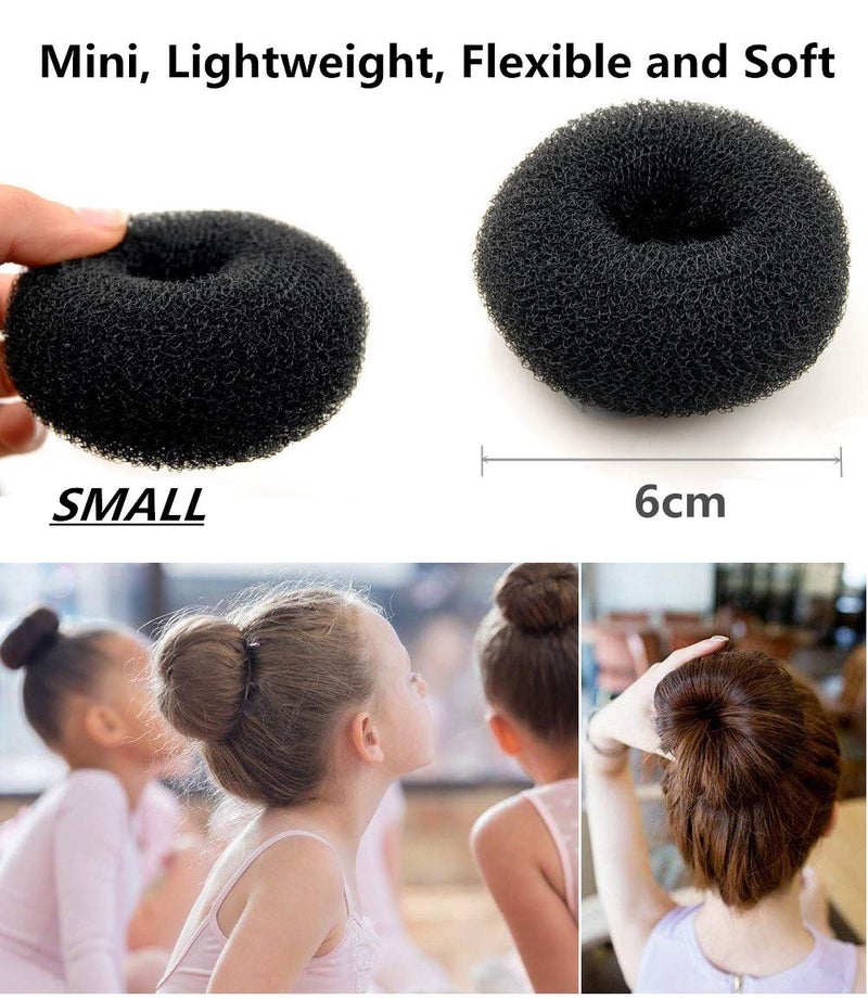 SQULIGT Extra Small Hair Bun Maker for Kids, 6 PCS Chignon Hair Donut Sock Bun Form for Girls, Mini Hair Doughnut Shaper for Short and Thin Hair (Small Size 2 Inch, Black) - Image 3